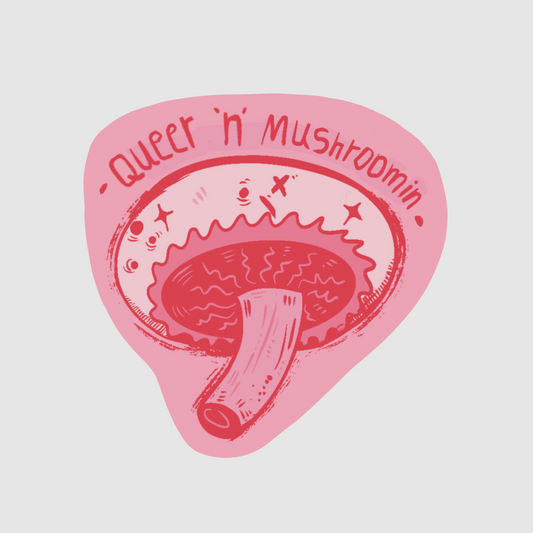 Button mushroom - queer and mushroomin sticker