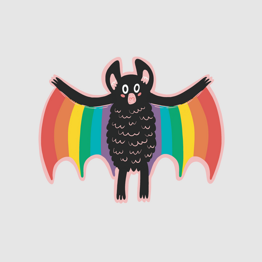 Halloween - rainbow bat sticker