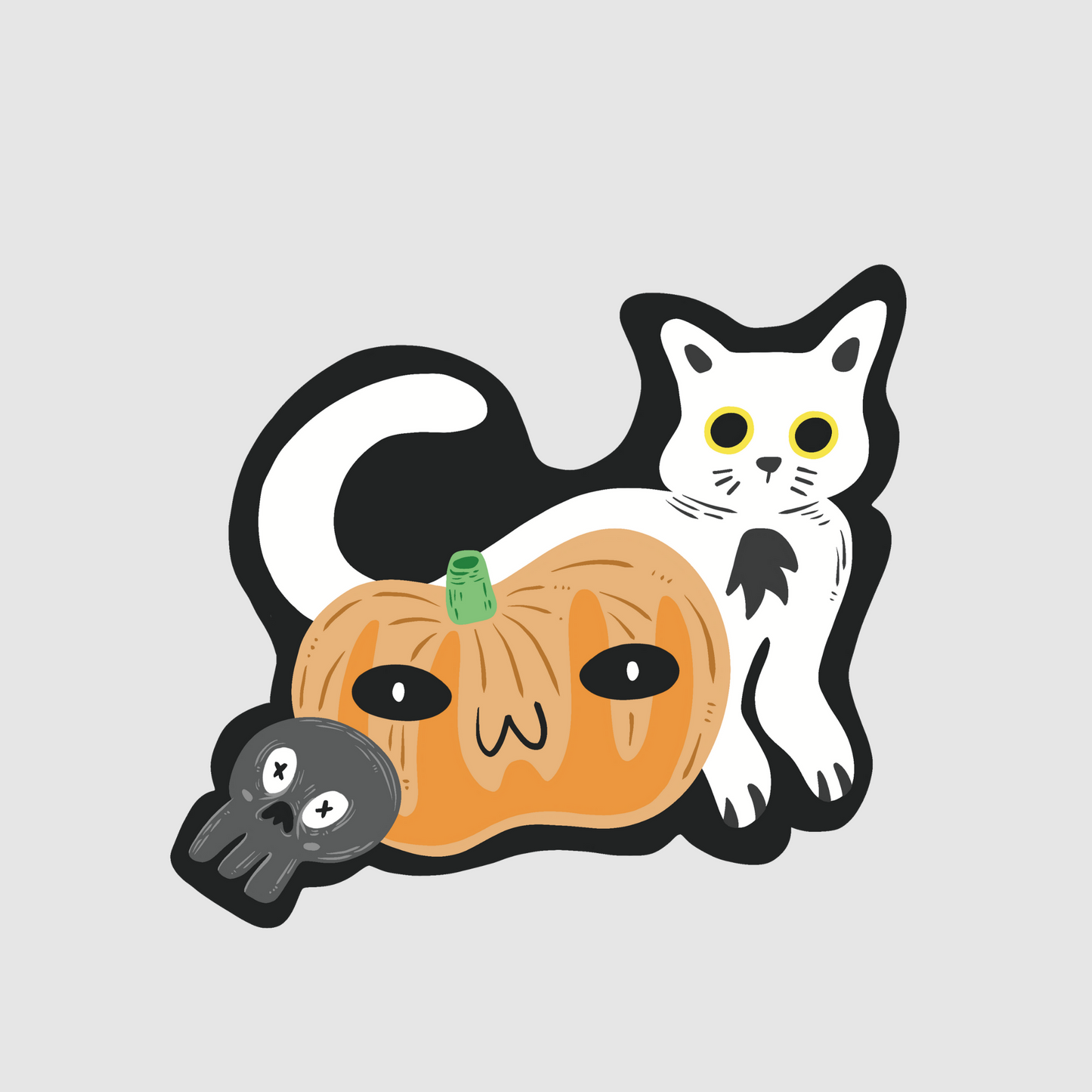 Halloween - cat and pumpkin sticker