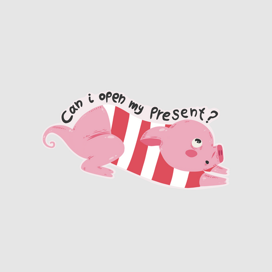 Pig - can i open my present? sticker