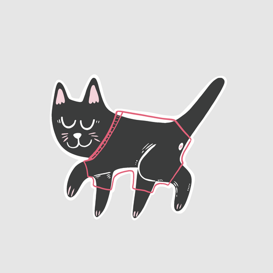 Cat - almost wearing a sweatshirt sticker
