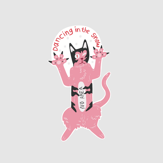 Cat - dancing in the snow sticker