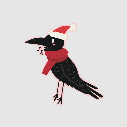 Christmas - crow singing sticker