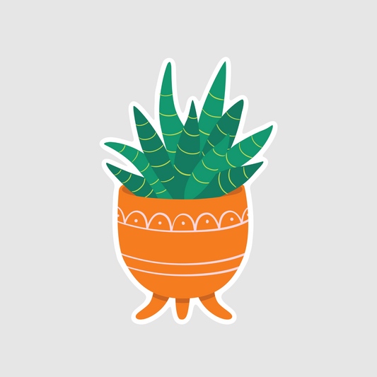 Succulent orange clay pot sticker - plant sticker