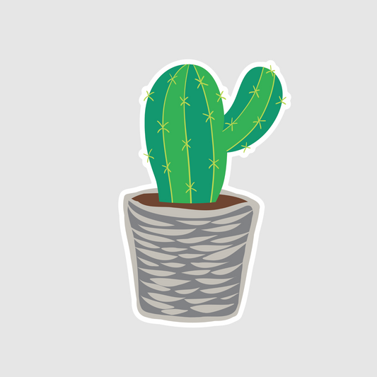 Cactus gray clay pot sticker - plant sticker