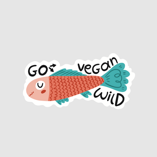 Go vegan / Go wild - vegan fish sticker