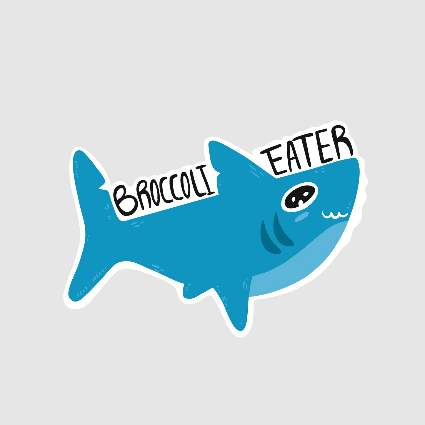 Broccoli eater - vegan shark sticker