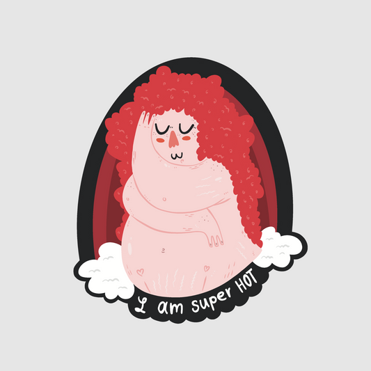I am super hot - red hair woman sticker