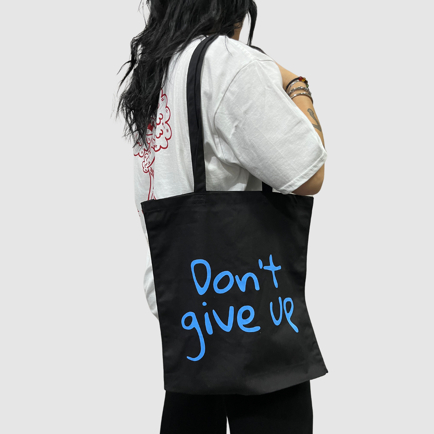 Don't give up - mental health black tote bag