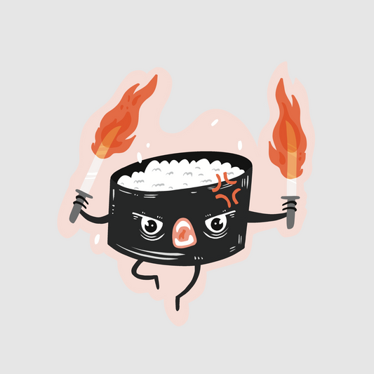 Fire sushi -  the angry sushi sticker