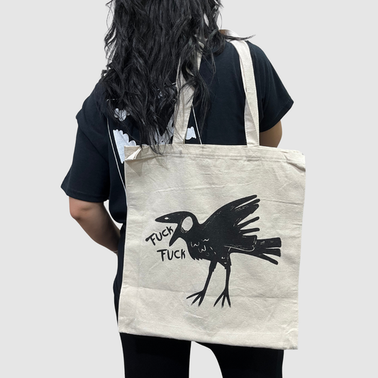 Cursing crow - f*uck f*ck tote bag