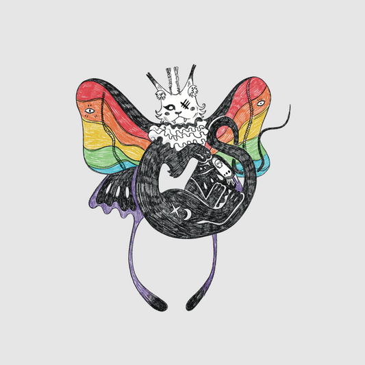 Cat-fly rainbow sticker