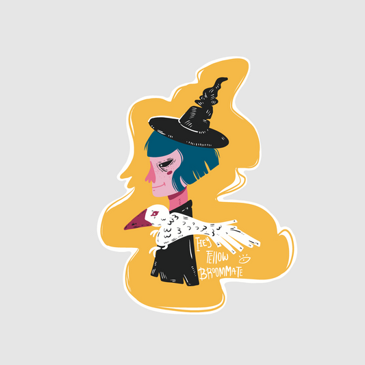 The witch - hey fellow broommate sticker