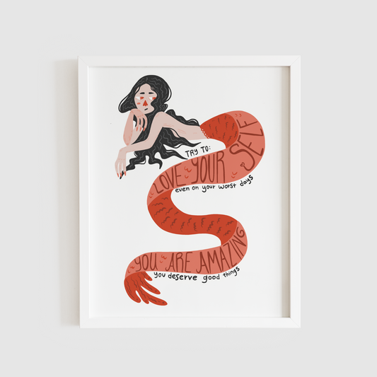 You are amazing - love yourself mermaid print