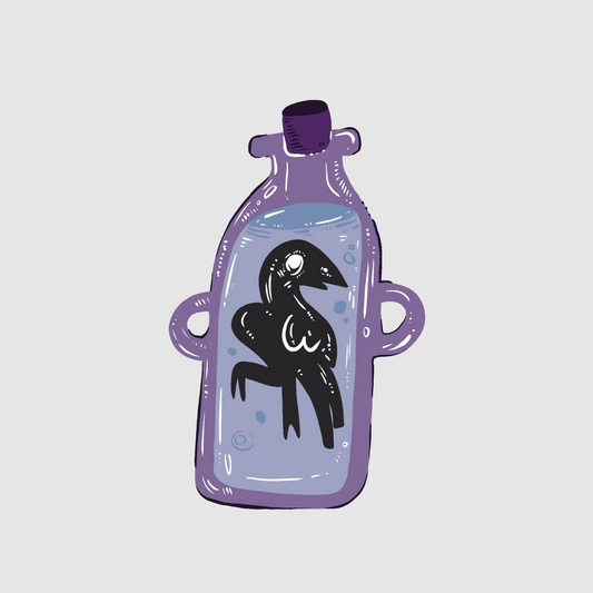 Crow in a bottle - potion sticker