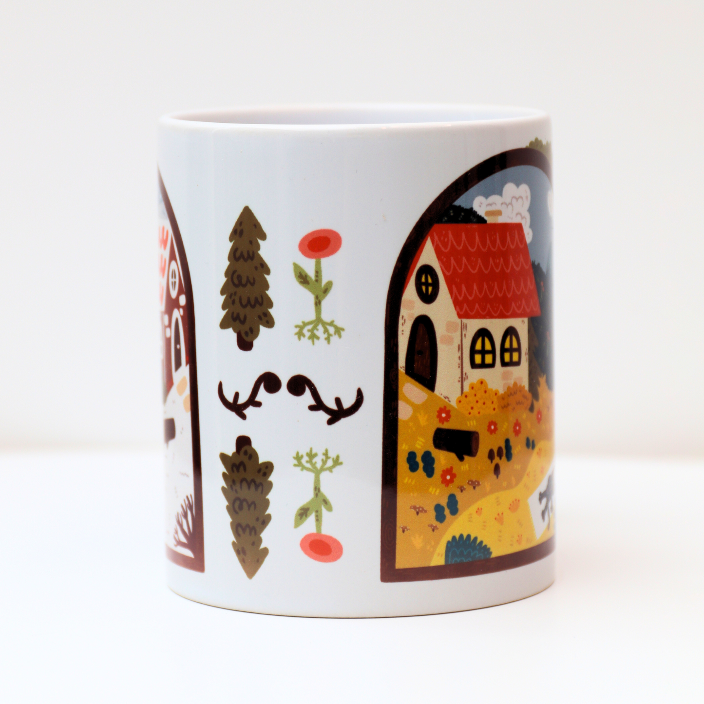 Two Sides of A Scene Winter and Spring Mug Design