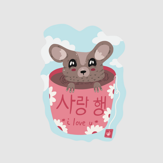 Adorable mouse sticker - i love you quote