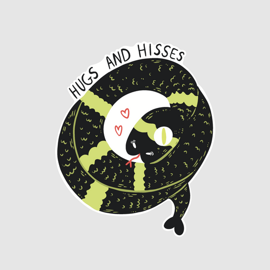 Hugs and hisses - snake sticker