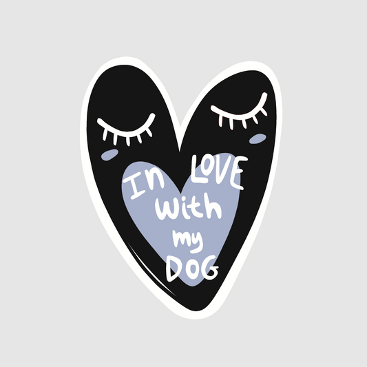 In love with my dog - love, dog sticker