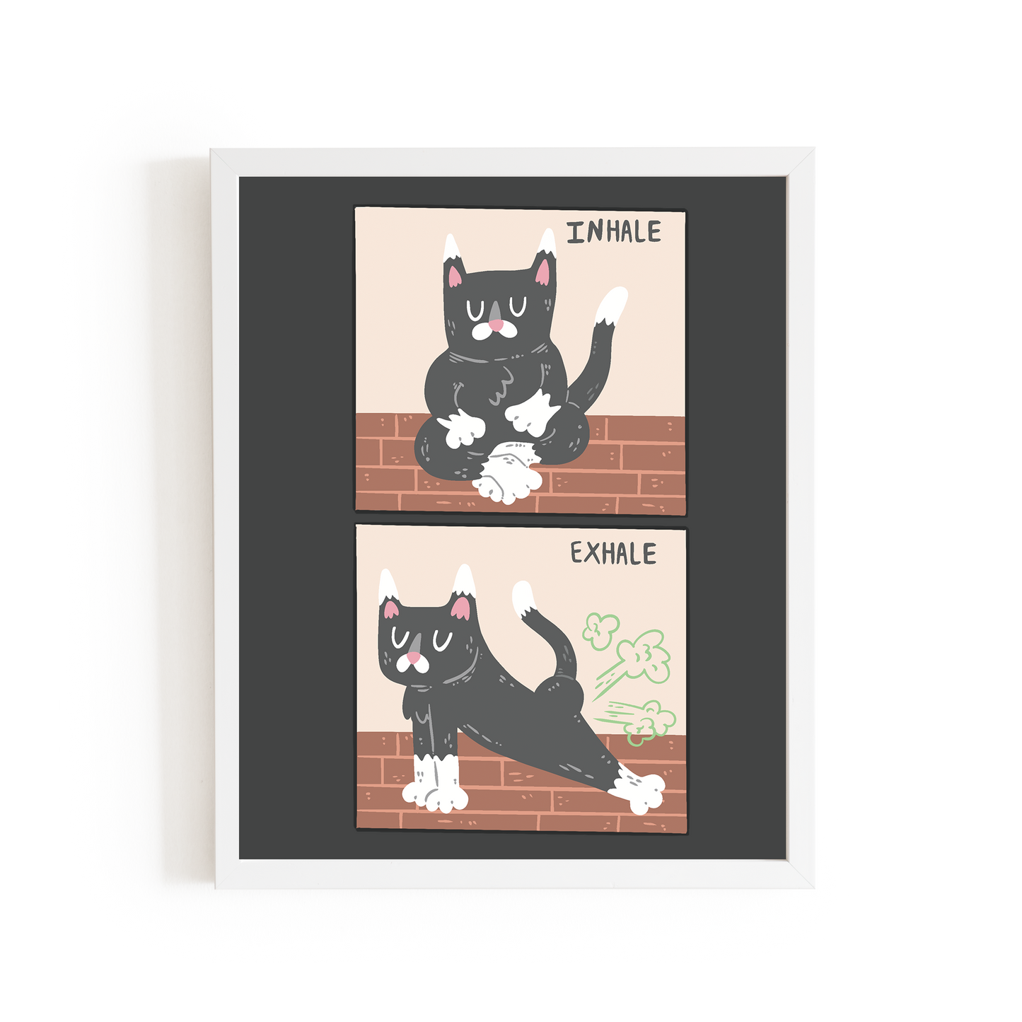 Inhale, Exhale - yoga cat print