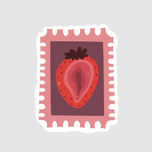 Different kind of strawberry - strawberry postage stamp sticker